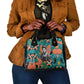 Maya Angelou Shoulder Handbag Inspirational Quote Design Vibrant Teal and Orange Leaf Motif - African Pride