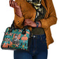 Maya Angelou Shoulder Handbag Inspirational Quote Design Vibrant Teal and Orange Leaf Motif - African Pride