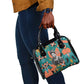 Maya Angelou Shoulder Handbag Inspirational Quote Design Vibrant Teal and Orange Leaf Motif - African Pride