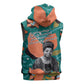 Maya Angelou Sleeveless Hoodie Inspirational Quote Design Vibrant Teal and Orange Leaf Motif - African Pride