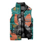 Maya Angelou Sleeveless Puffer Jacket Inspirational Quote Design Vibrant Teal and Orange Leaf Motif - African Pride