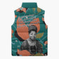 Maya Angelou Sleeveless Puffer Jacket Inspirational Quote Design Vibrant Teal and Orange Leaf Motif - African Pride