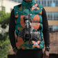 Maya Angelou Sleeveless Puffer Jacket Inspirational Quote Design Vibrant Teal and Orange Leaf Motif - African Pride