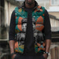 Maya Angelou Sleeveless Puffer Jacket Inspirational Quote Design Vibrant Teal and Orange Leaf Motif - African Pride