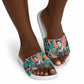 Maya Angelou Slide Sandals Inspirational Quote Design Vibrant Teal and Orange Leaf Motif - African Pride