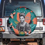 Maya Angelou Spare Tire Cover Inspirational Quote Design Vibrant Teal and Orange Leaf Motif - African Pride