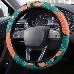 Maya Angelou Steering Wheel Cover Inspirational Quote Design Vibrant Teal and Orange Leaf Motif - African Pride