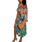 Maya Angelou Summer Maxi Dress Inspirational Quote Design Vibrant Teal and Orange Leaf Motif - African Pride