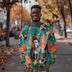 Maya Angelou Sweatshirt Inspirational Quote Design Vibrant Teal and Orange Leaf Motif - African Pride
