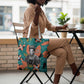 Maya Angelou Tote Bag Inspirational Quote Design Vibrant Teal and Orange Leaf Motif - African Pride