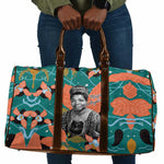 Maya Angelou Travel Bag Inspirational Quote Design Vibrant Teal and Orange Leaf Motif - African Pride