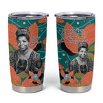 Maya Angelou Tumbler Cup Inspirational Quote Design Vibrant Teal and Orange Leaf Motif - African Pride