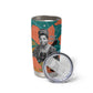 Maya Angelou Tumbler Cup Inspirational Quote Design Vibrant Teal and Orange Leaf Motif - African Pride