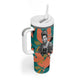 Maya Angelou Tumbler With Handle Inspirational Quote Design Vibrant Teal and Orange Leaf Motif - African Pride
