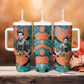 Maya Angelou Tumbler With Handle Inspirational Quote Design Vibrant Teal and Orange Leaf Motif - African Pride
