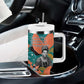 Maya Angelou Tumbler With Handle Inspirational Quote Design Vibrant Teal and Orange Leaf Motif - African Pride