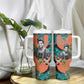 Maya Angelou Tumbler With Handle Inspirational Quote Design Vibrant Teal and Orange Leaf Motif - African Pride
