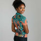 Maya Angelou Women Polo Shirt Inspirational Quote Design Vibrant Teal and Orange Leaf Motif - African Pride