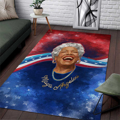 Maya Angelou Area Rug Inspirational Life Mission Quote Celebration of Joy Passion and Compassion - African Pride