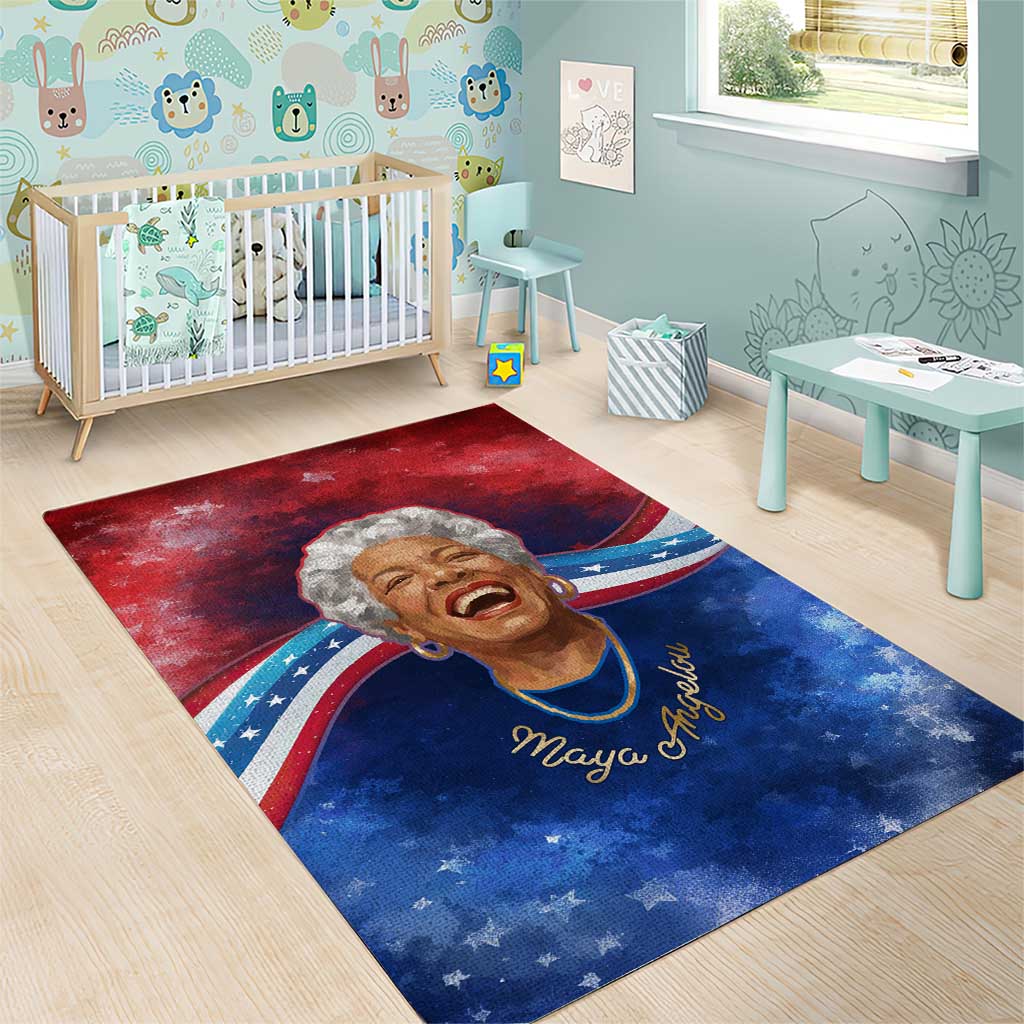 Maya Angelou Area Rug Inspirational Life Mission Quote Celebration of Joy Passion and Compassion - African Pride