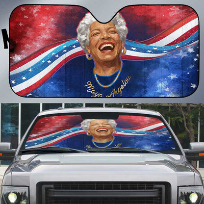 Maya Angelou Auto Sun Shade Inspirational Life Mission Quote Celebration of Joy Passion and Compassion - African Pride
