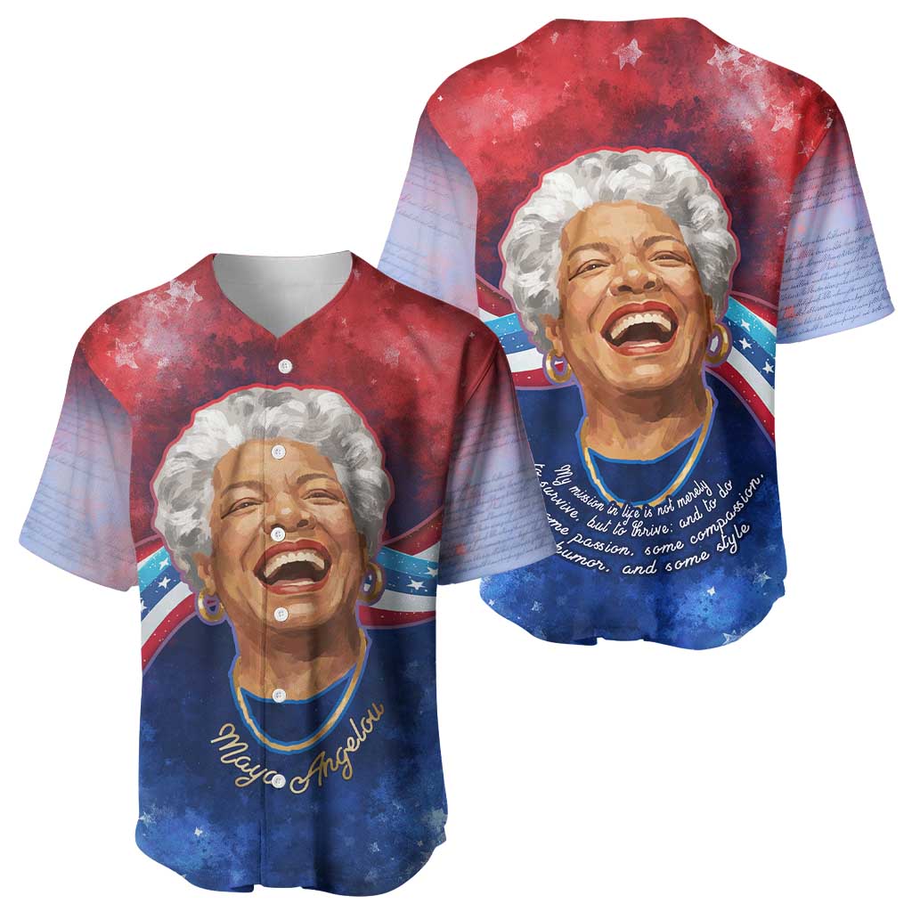 Maya Angelou Baseball Jersey Inspirational Life Mission Quote Celebration of Joy Passion and Compassion - African Pride