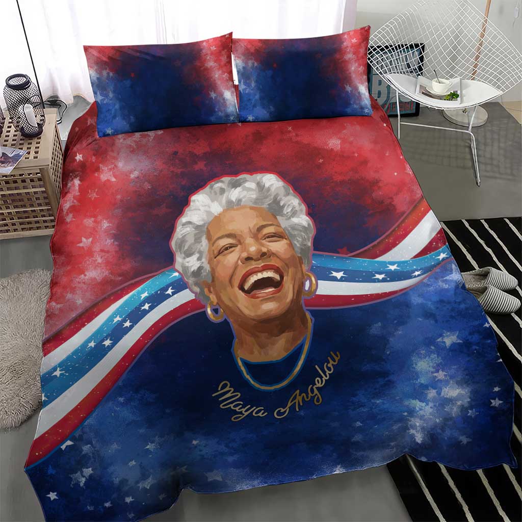 Maya Angelou Bedding Set Inspirational Life Mission Quote Celebration of Joy Passion and Compassion - African Pride