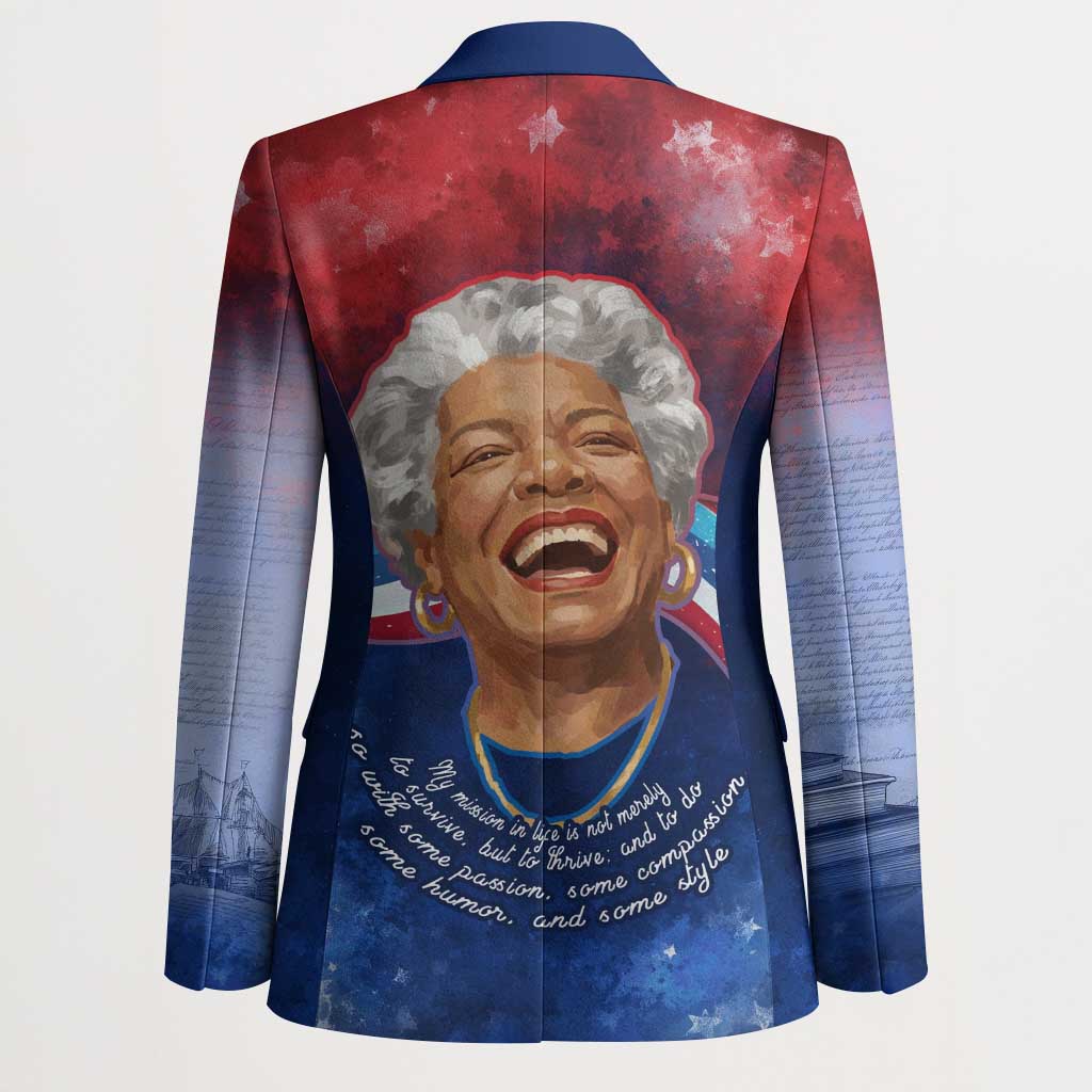 Maya Angelou Blazer Inspirational Life Mission Quote Celebration of Joy Passion and Compassion - African Pride