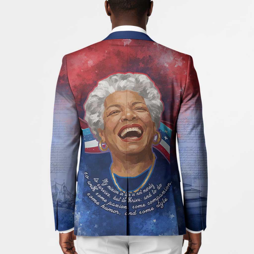 Maya Angelou Blazer Inspirational Life Mission Quote Celebration of Joy Passion and Compassion - African Pride