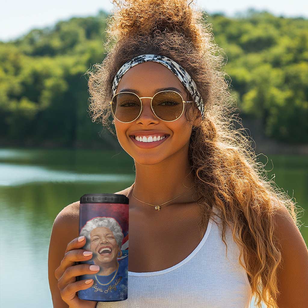Maya Angelou 4 in 1 Can Cooler Tumbler Inspirational Life Mission Quote Celebration of Joy Passion and Compassion - African Pride