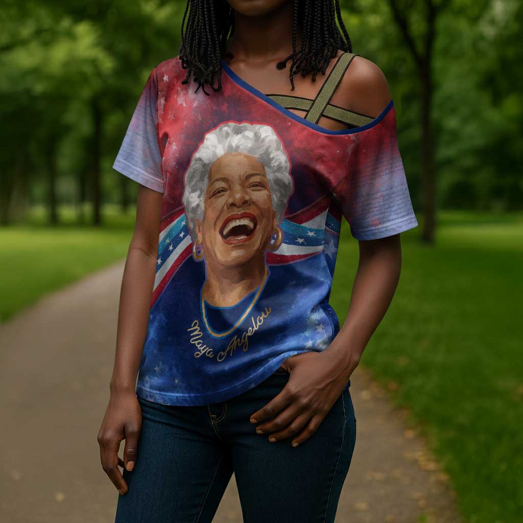 Maya Angelou Cross Shoulder Shirt Inspirational Life Mission Quote Celebration of Joy Passion and Compassion - African Pride