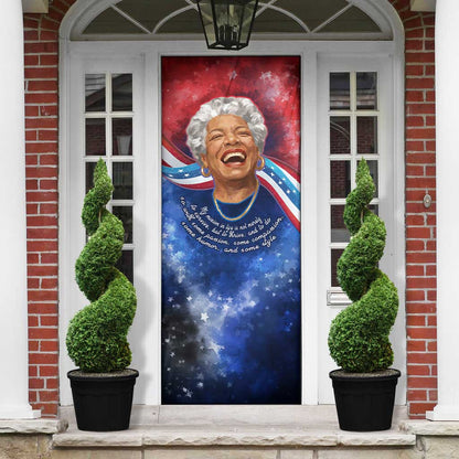 Maya Angelou Door Cover Inspirational Life Mission Quote Celebration of Joy Passion and Compassion - African Pride