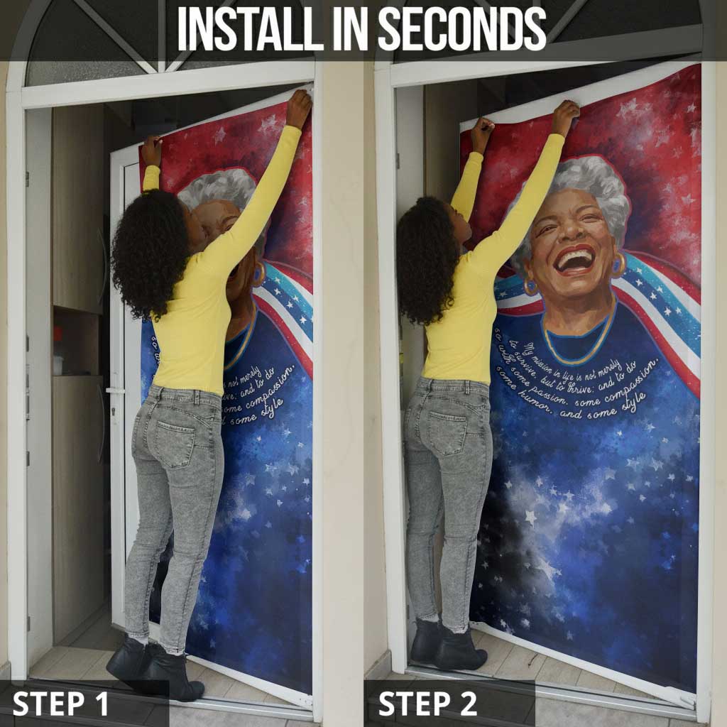 Maya Angelou Door Cover Inspirational Life Mission Quote Celebration of Joy Passion and Compassion - African Pride