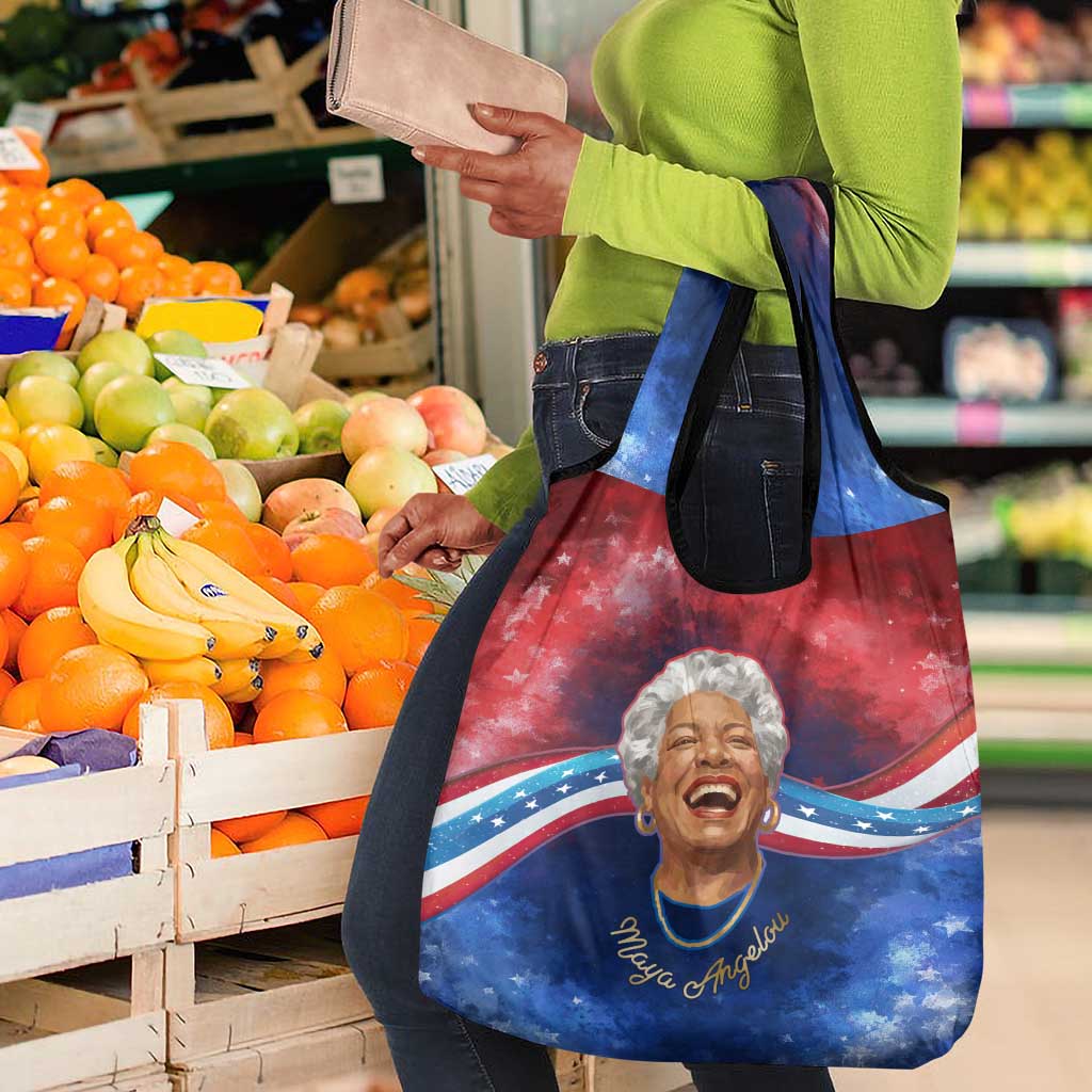 Maya Angelou Grocery Bag Inspirational Life Mission Quote Celebration of Joy Passion and Compassion - African Pride