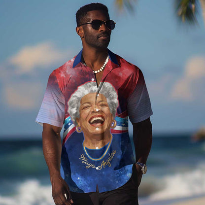 Maya Angelou Hawaiian Shirt Inspirational Life Mission Quote Celebration of Joy Passion and Compassion - African Pride