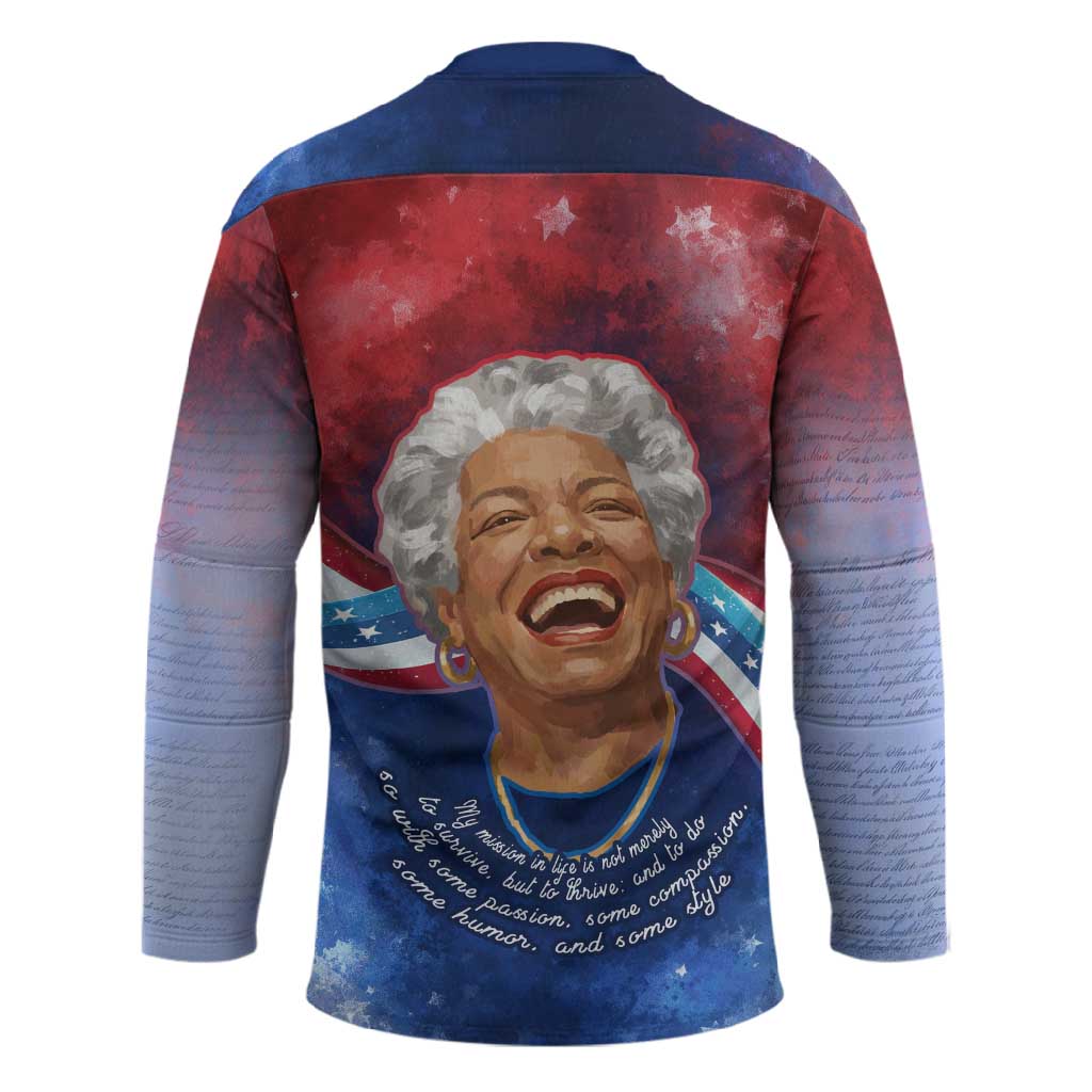 Maya Angelou Hockey Jersey Inspirational Life Mission Quote Celebration of Joy Passion and Compassion - African Pride