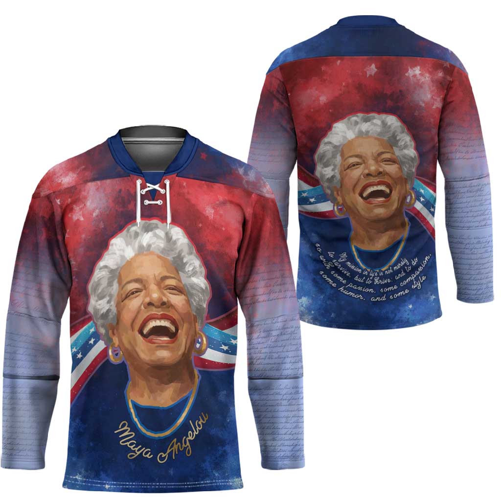 Maya Angelou Hockey Jersey Inspirational Life Mission Quote Celebration of Joy Passion and Compassion - African Pride