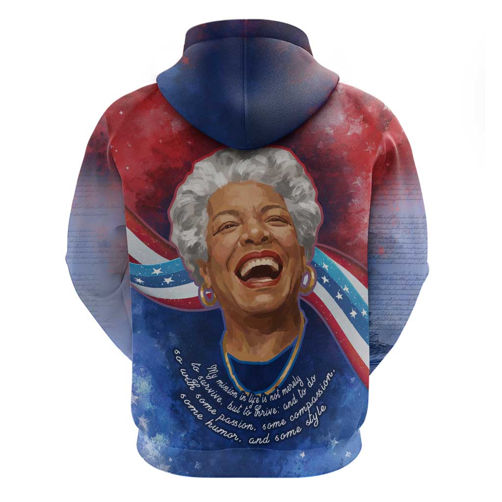 Maya Angelou Hoodie Inspirational Life Mission Quote Celebration of Joy Passion and Compassion - African Pride