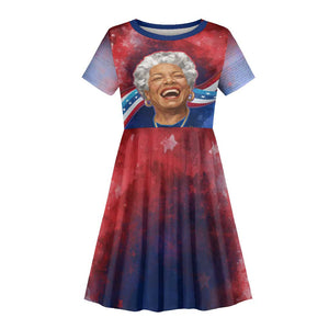 Maya Angelou Kid Short Sleeve Dress Inspirational Life Mission Quote Celebration of Joy Passion and Compassion - African Pride