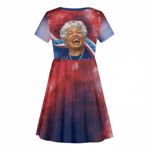 Maya Angelou Kid Short Sleeve Dress Inspirational Life Mission Quote Celebration of Joy Passion and Compassion - African Pride