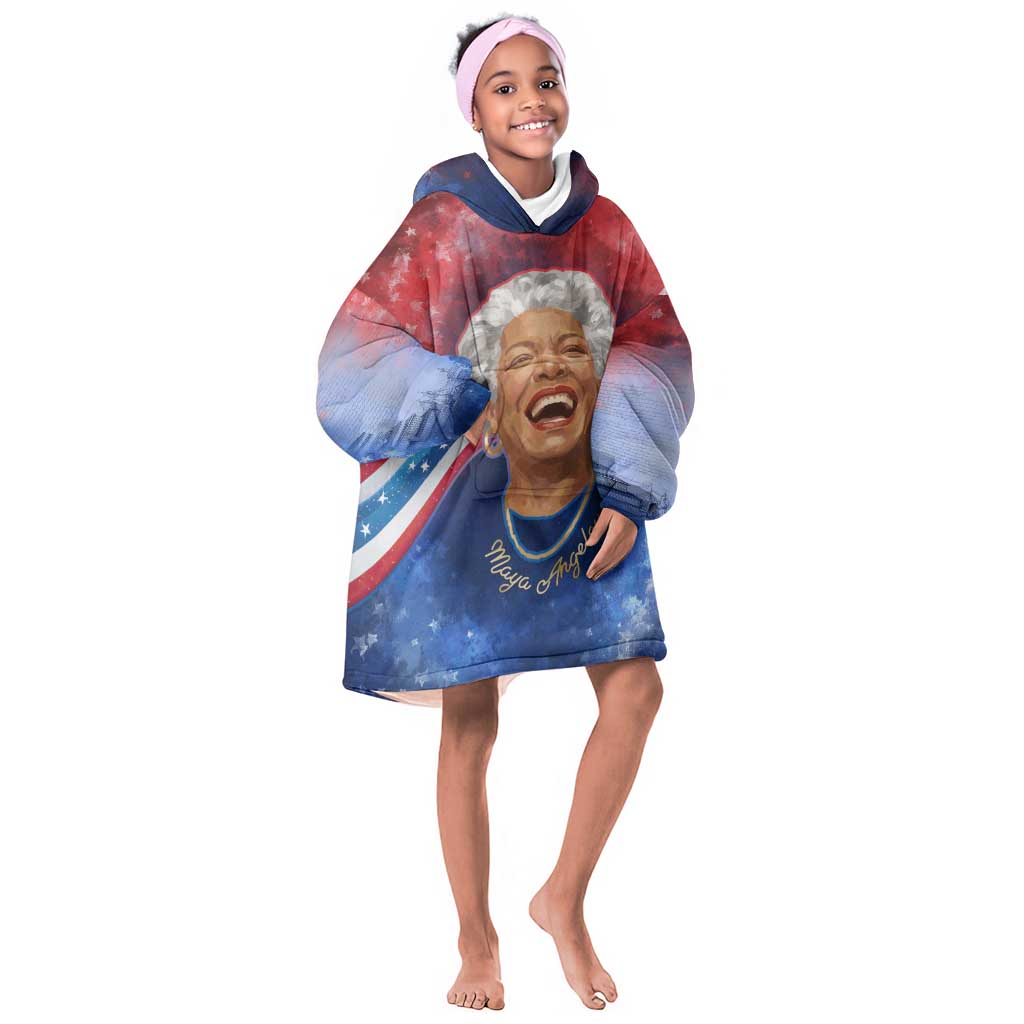 Maya Angelou Kid Wearable Blanket Hoodie Inspirational Life Mission Quote Celebration of Joy Passion and Compassion - African Pride