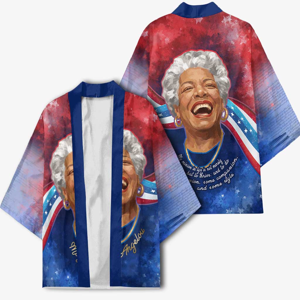 Maya Angelou Kimono Inspirational Life Mission Quote Celebration of Joy Passion and Compassion - African Pride