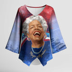 Maya Angelou Kimono Sleeve Blouse Inspirational Life Mission Quote Celebration of Joy Passion and Compassion - African Pride