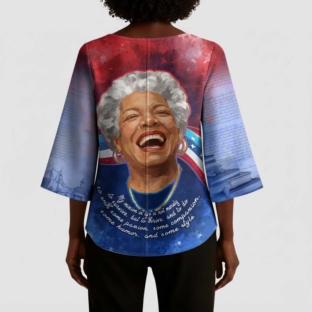 Maya Angelou Kimono Sleeve Blouse Inspirational Life Mission Quote Celebration of Joy Passion and Compassion - African Pride