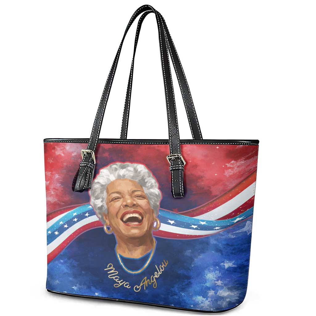 Maya Angelou Leather Tote Bag Inspirational Life Mission Quote Celebration of Joy Passion and Compassion - African Pride