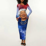 Maya Angelou Long Sleeve Bodycon Dress Inspirational Life Mission Quote Celebration of Joy Passion and Compassion - African Pride