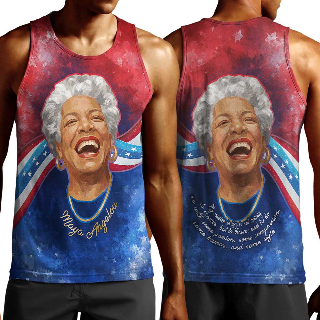 Maya Angelou Men Tank Top Inspirational Life Mission Quote Celebration of Joy Passion and Compassion - African Pride