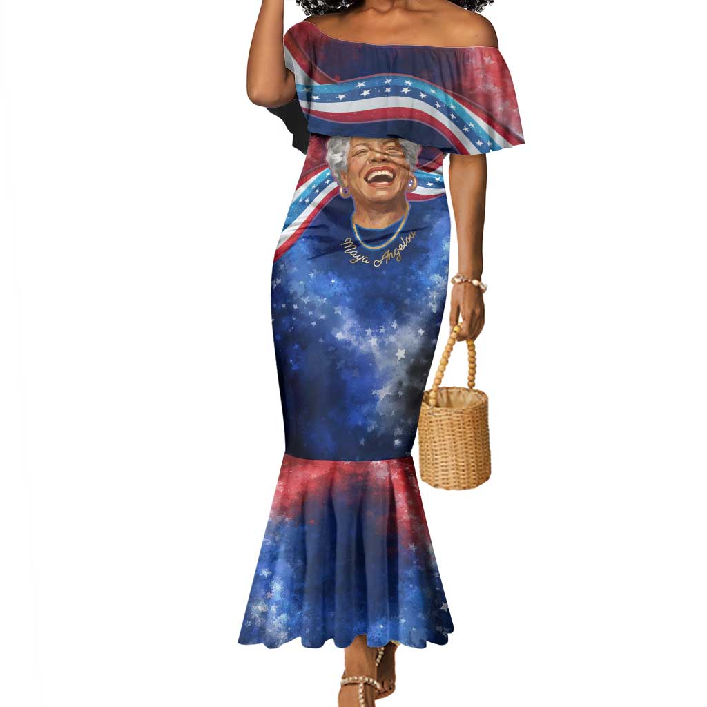 Maya Angelou Mermaid Dress Inspirational Life Mission Quote Celebration of Joy Passion and Compassion - African Pride