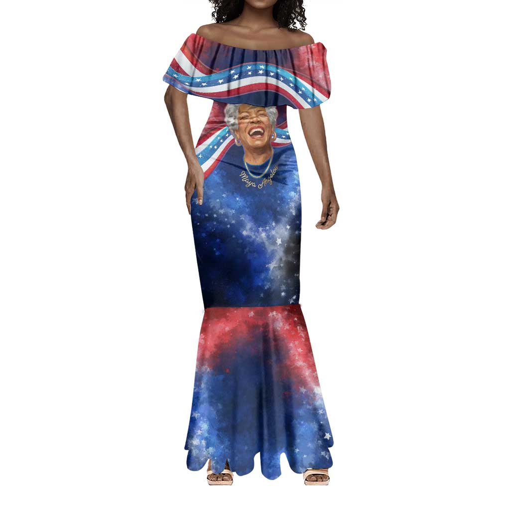 Maya Angelou Mermaid Dress Inspirational Life Mission Quote Celebration of Joy Passion and Compassion - African Pride
