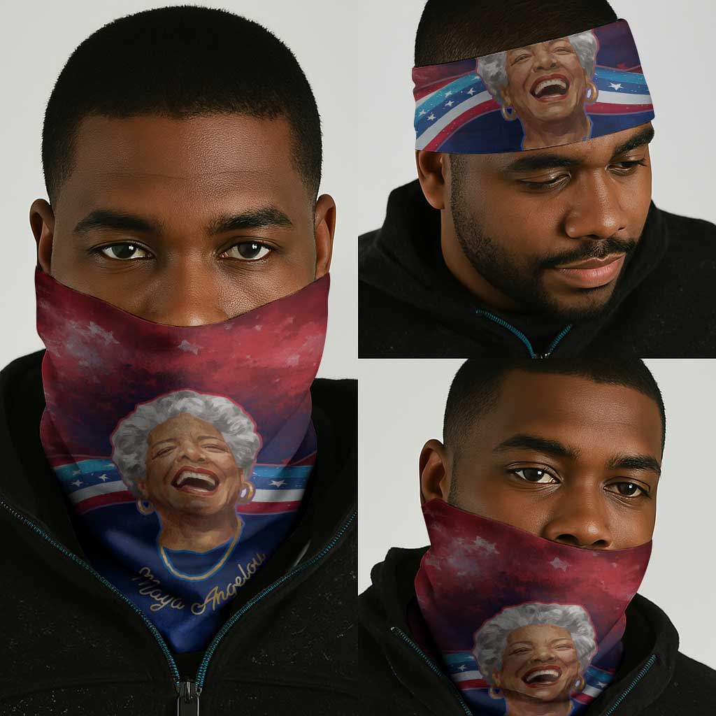 Maya Angelou Neck Gaiter Inspirational Life Mission Quote Celebration of Joy Passion and Compassion - African Pride